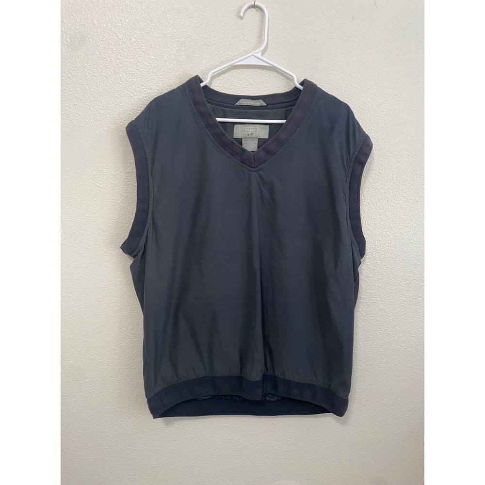 VTG Haggar Golf Vest Mens Large Navy Blue EUC V-Neck Windbreaker Pullover